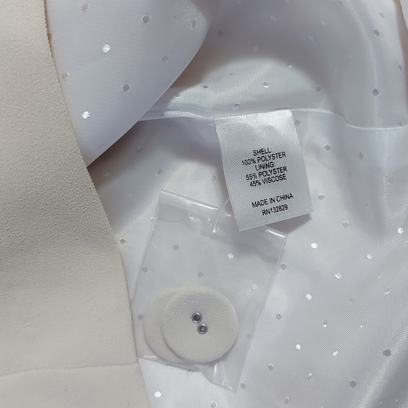 L'Academie The Rosemarie Mini Dress XS Ivory Front Buttons Padded Shoulders Tie - Picture 9 of 13